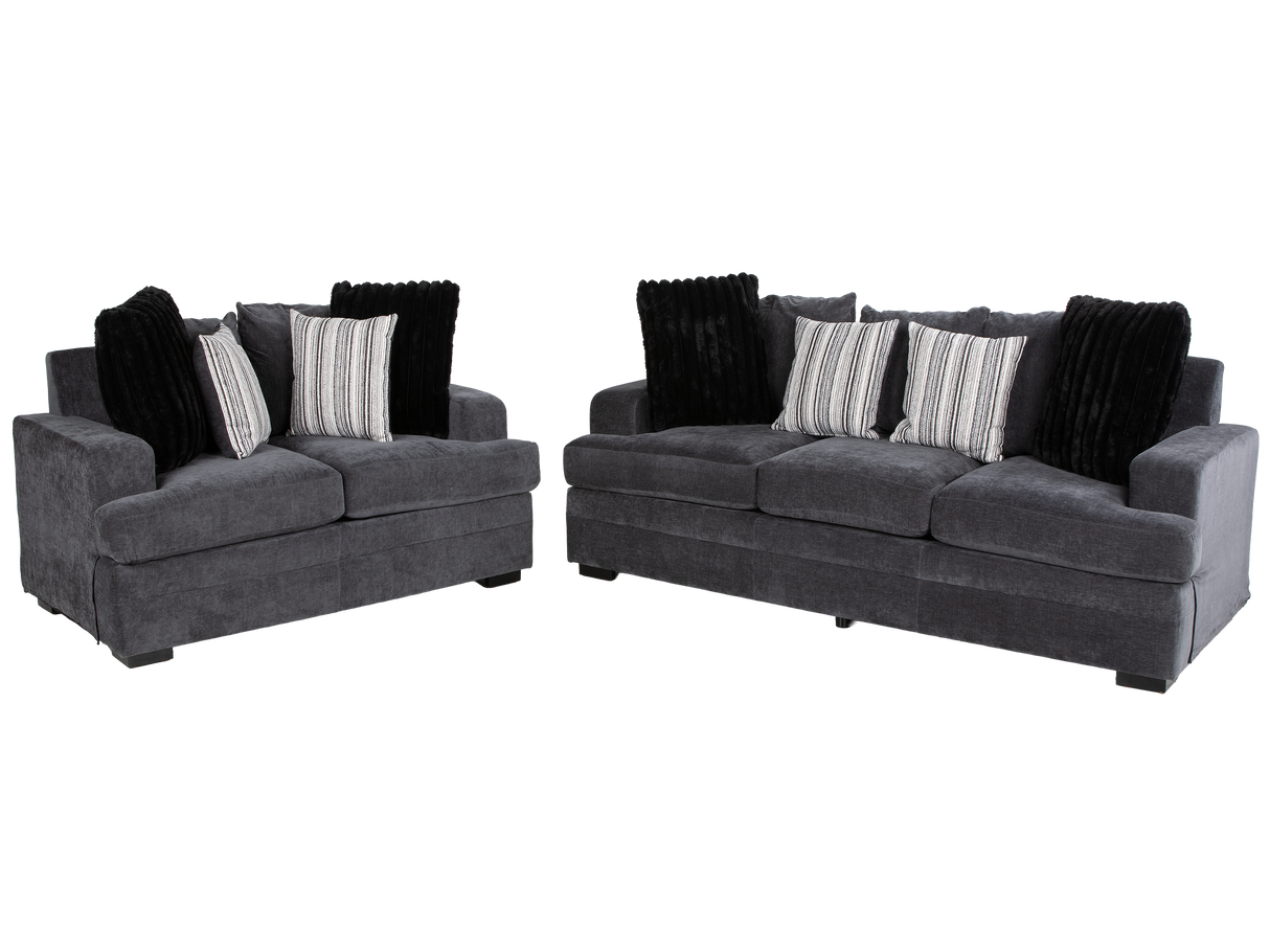 2-Piece Charcoal Contemporary Sofa & Loveseat Set
