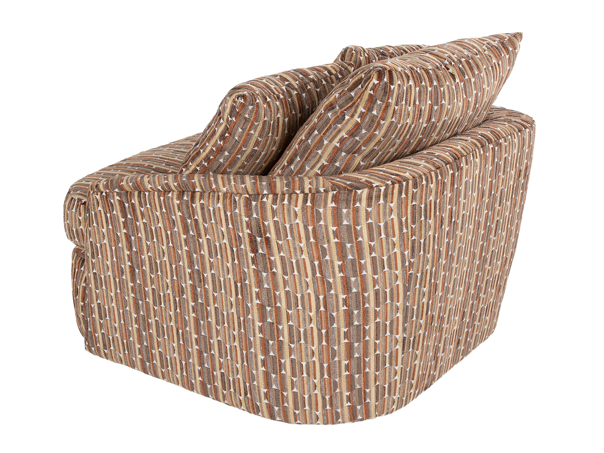 Contemporary Brown Geometric Pattern Fabric Swivel Chair