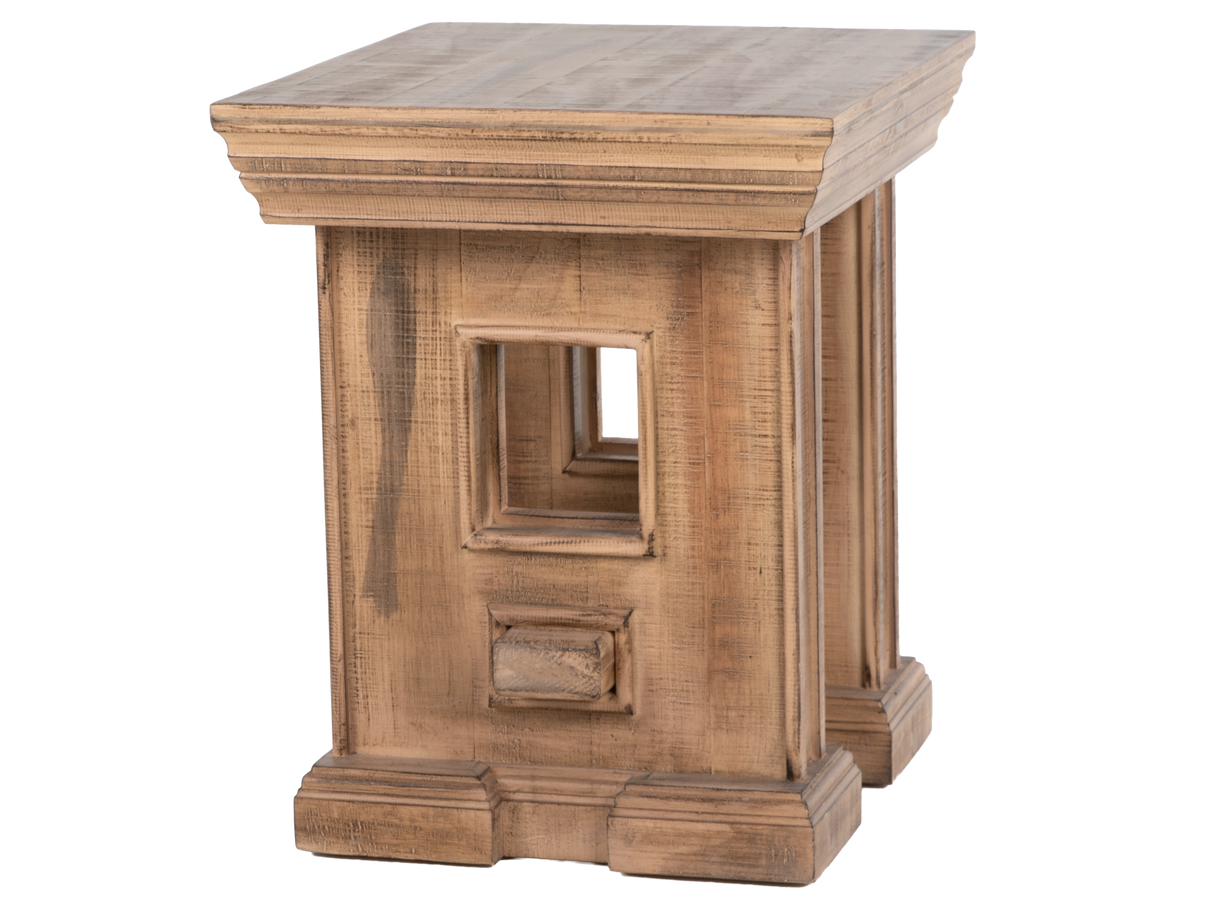 Rustic Brown Farmhouse 3-Piece Coffee Table Set with Pedestal Design