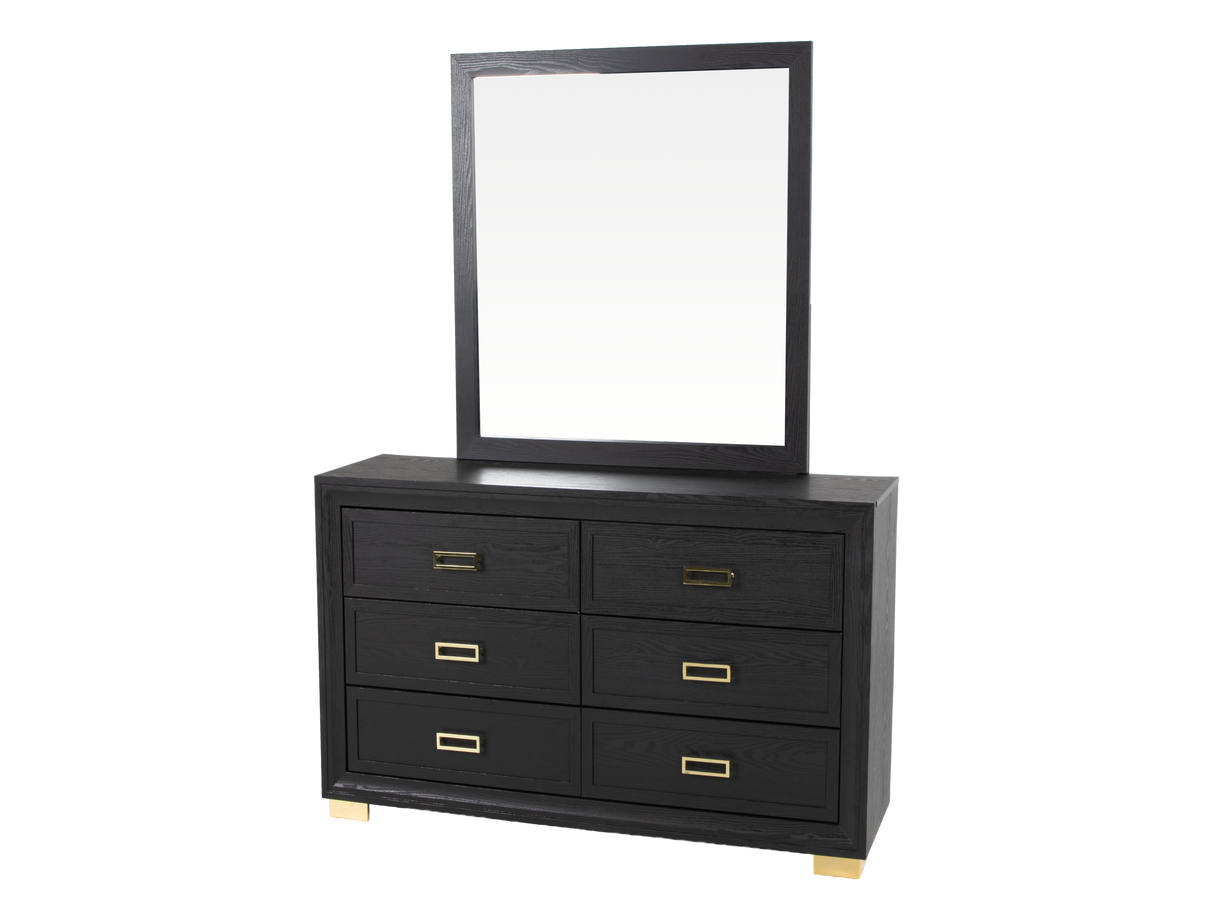 Glam Black Velvet & Gold 6-Piece Bedroom Set