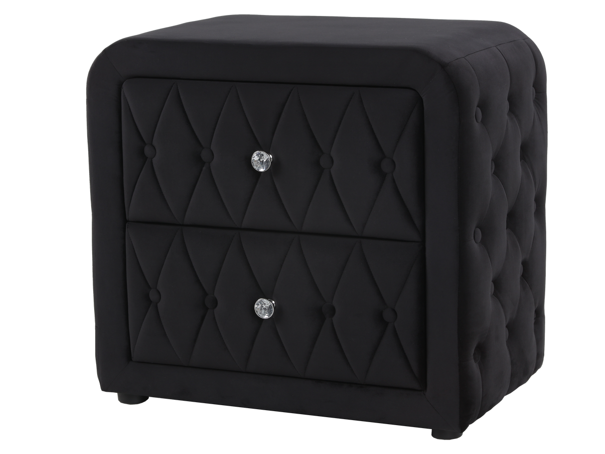 Black Velvet 2-Drawer Nightstand