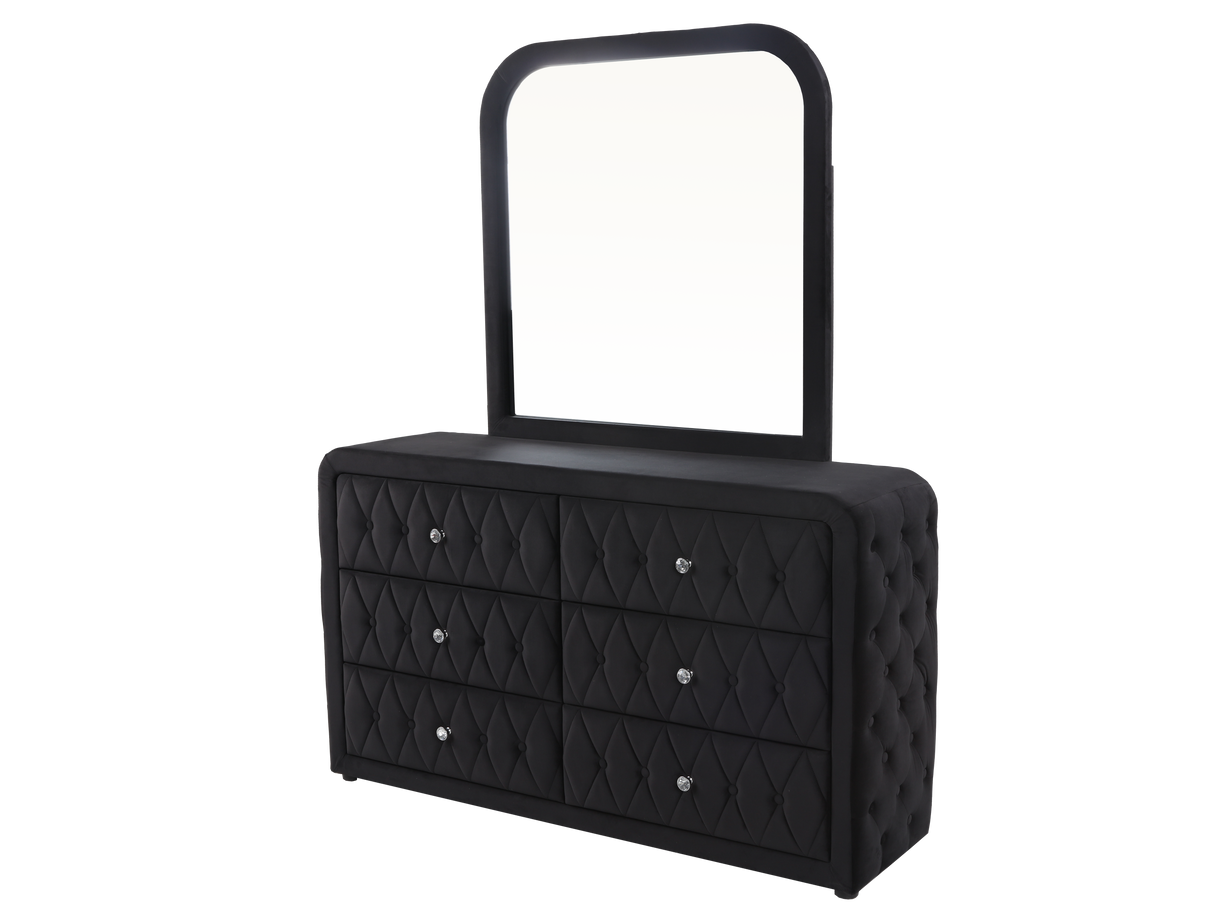 Velvet Tufted Bedroom Set with Built-in Fireplace, TV Stand, and Bluetooth Speakers by Mollai Collections | Bel Furniture