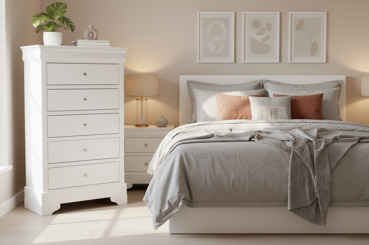 Modern White 5-Drawer Chest