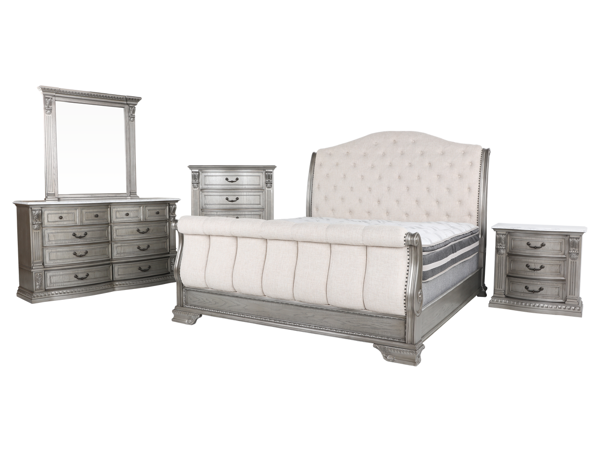 Grand-Platinum 6 PIECE QUEEN BEDROOM SET by Mollai Collections | Bel Furniture