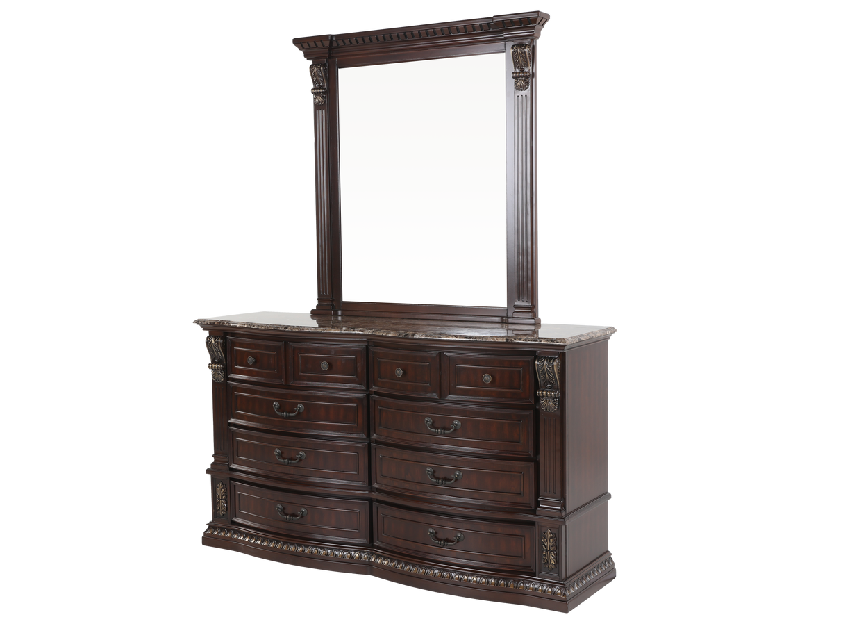 Grand-Cherry 6 Piece Queen Bedroom Set by Mollai Collections | Bel Furniture