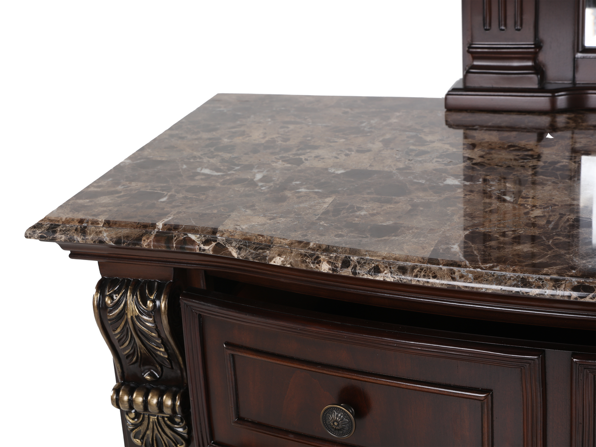 Grand-Cherry 6 Piece Queen Bedroom Set by Mollai Collections | Bel Furniture