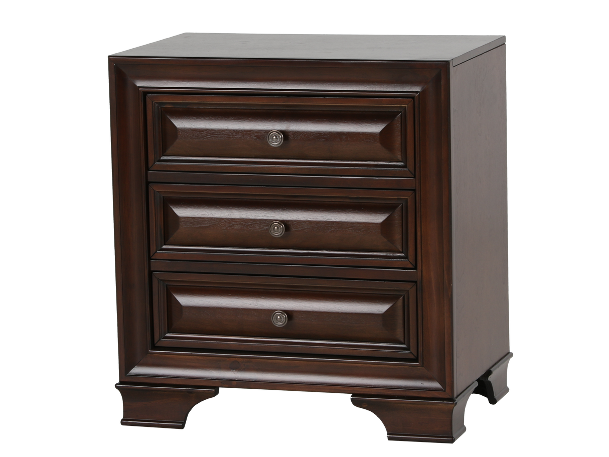3-Drawer Nightstand with Ball Bearing Glides — Espresso Cherry