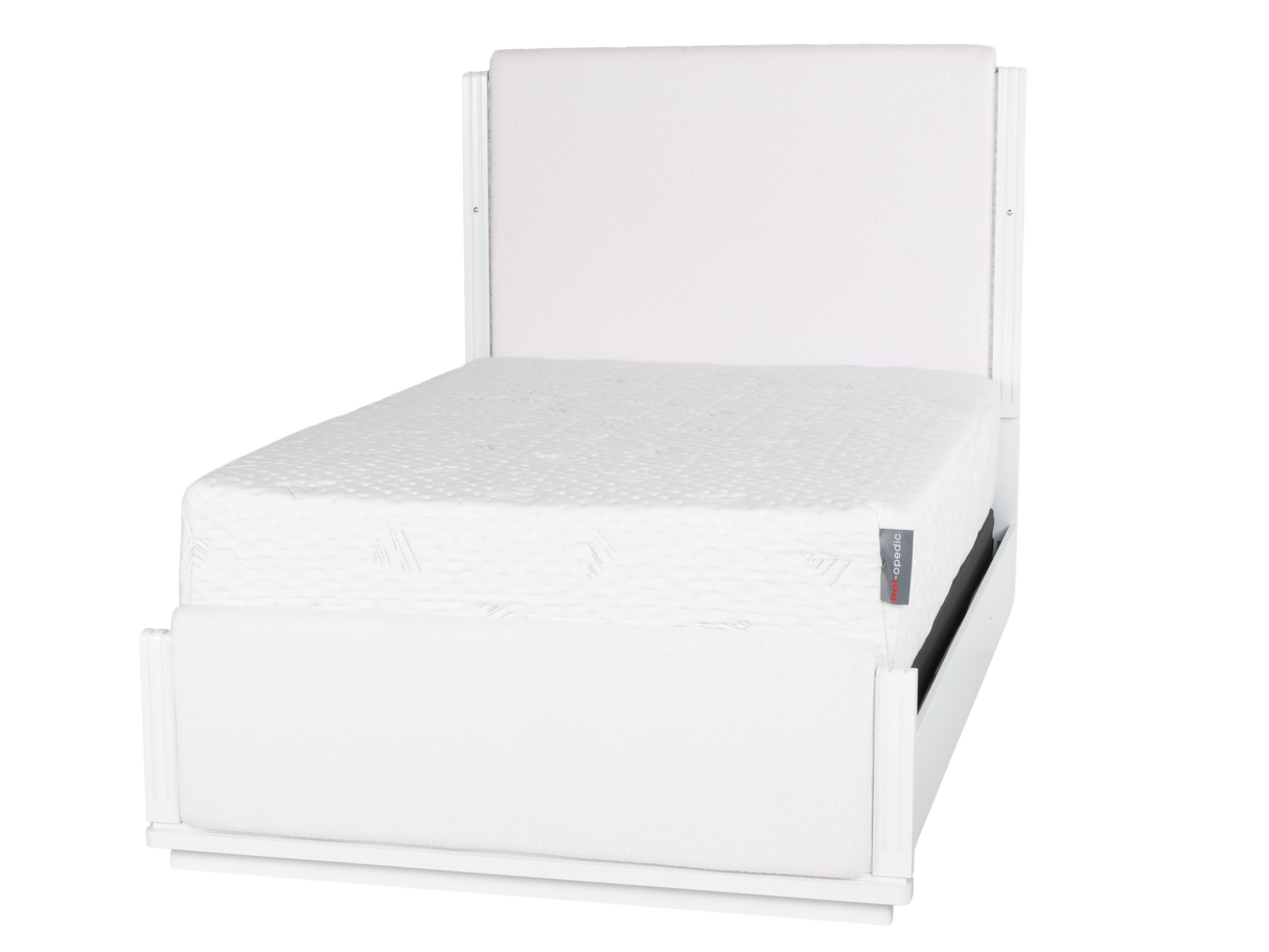 White 6-Piece Upholstered Bedroom Set with LED Bed, Dresser, Mirror & Nightstand