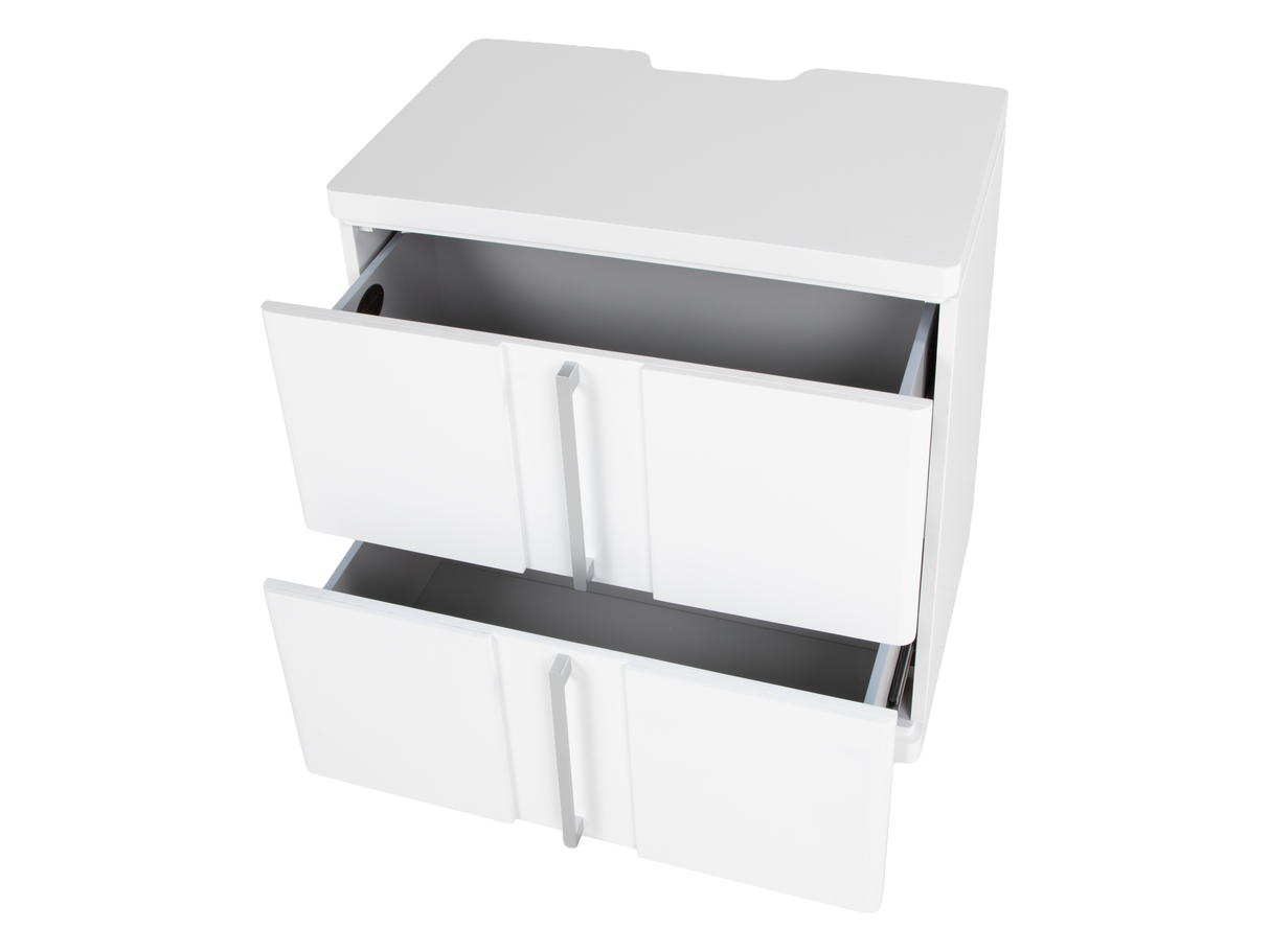 White Modern Bedroom Nightstand with USB Port