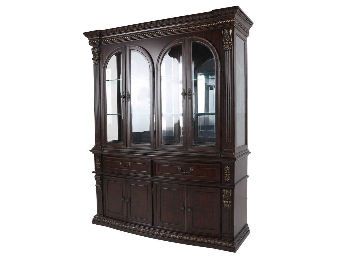 Grand-Cherry Hutch & Buffet/ China Cabinet by Mollai Collections | Bel Furniture