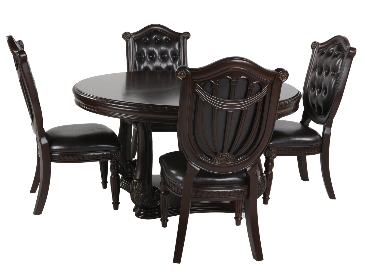 Grand-Cherry 5 Piece Round Dining Room Set by Mollai Collections | Bel Furniture