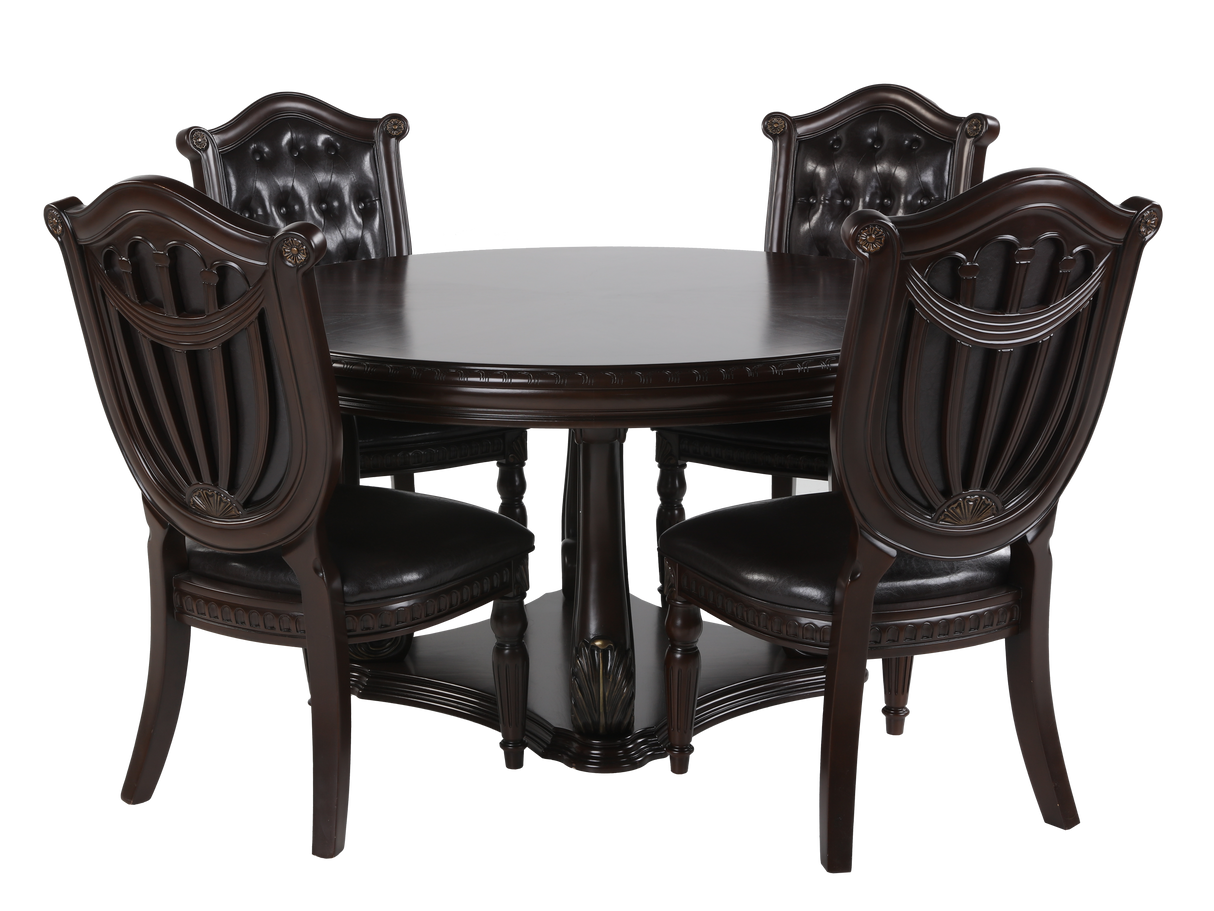 Grand-Cherry 5 Piece Round Dining Room Set by Mollai Collections | Bel Furniture