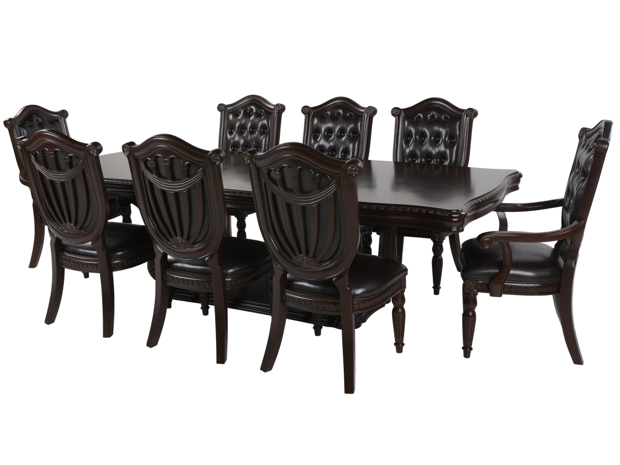 Grand-Cherry 9 Piece Dining Room Set by Mollai Collections | Bel Furniture