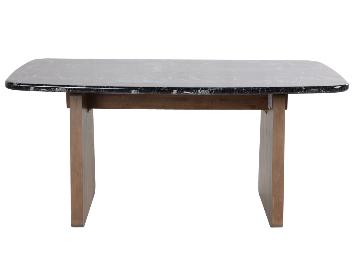 Contemporary Walnut Brown & Black Marble-Look 7-Piece Dining Room Set