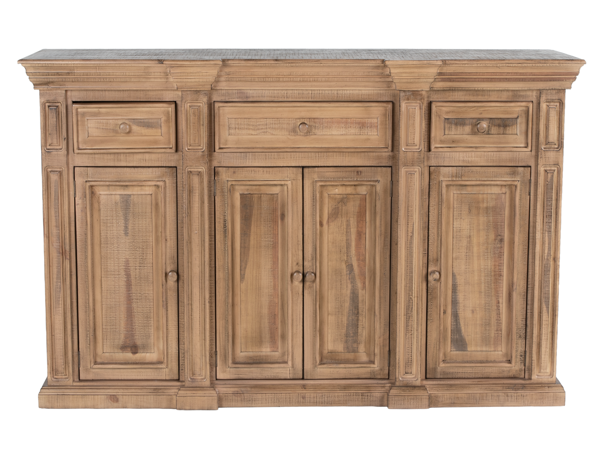 Rustic Solid Wood 75" Buffet Server in Distressed Honey Brown