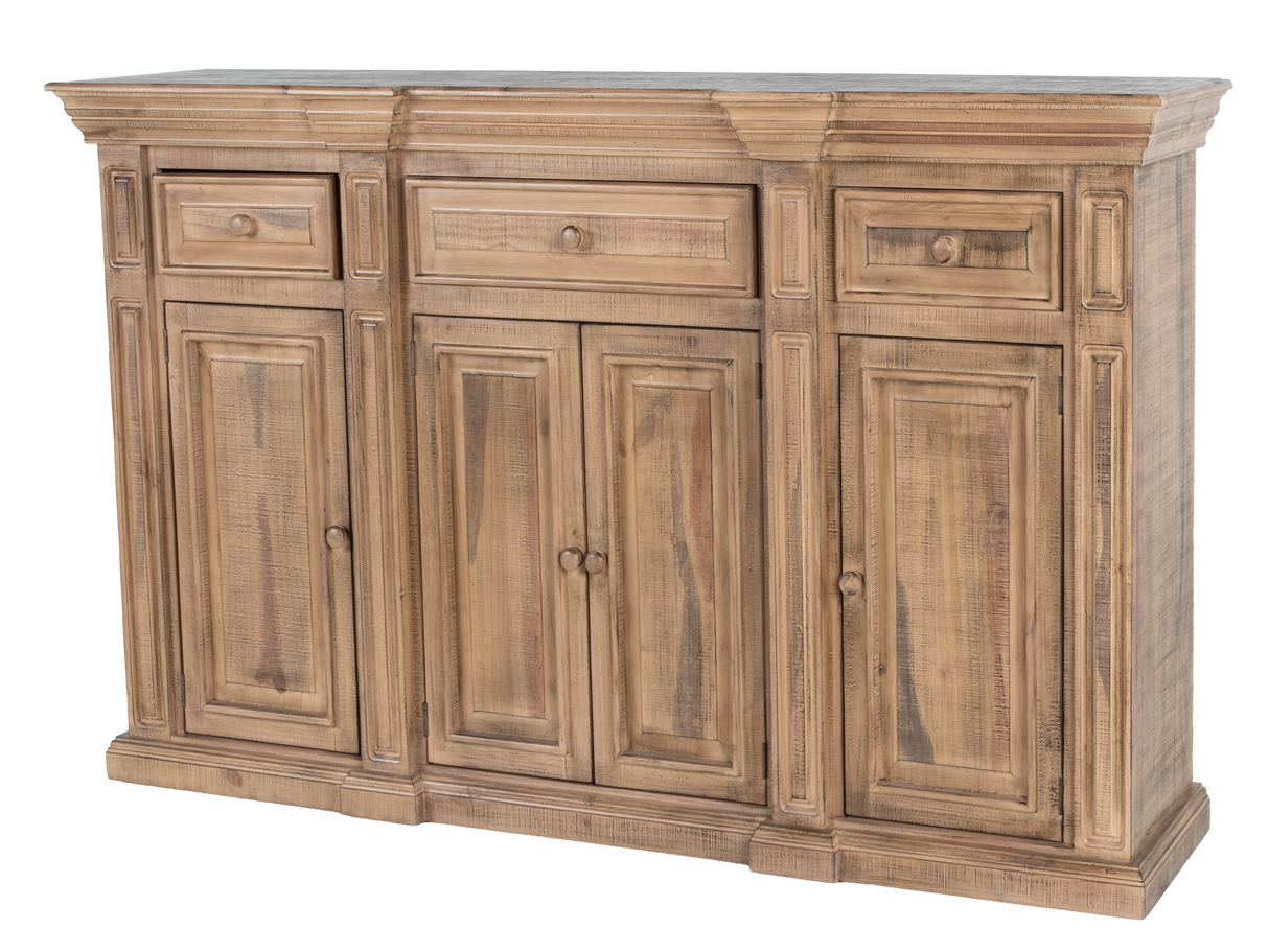 Rustic Solid Wood 75" Buffet Server in Distressed Honey Brown