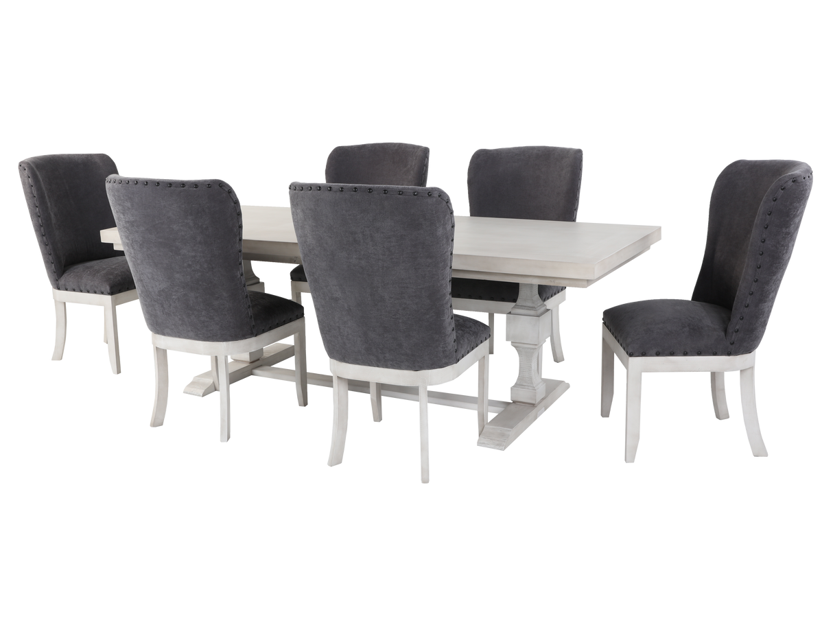 Charles-Nero White 7 PIECE DINING ROOM SET by Mollai Collections | Bel Furniture