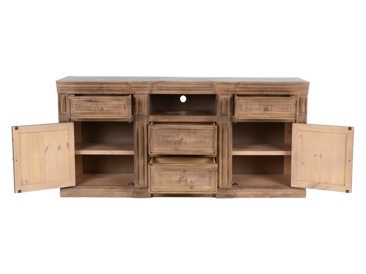 Rustic Brown Farmhouse 80 Inch TV Stand with Storage Console Design