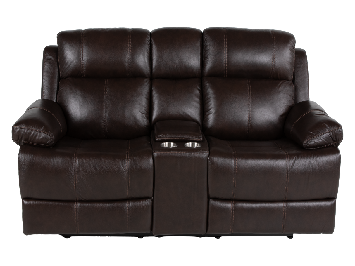 Espresso Top Grain Leather 3-Piece Power Reclining Living Room Set