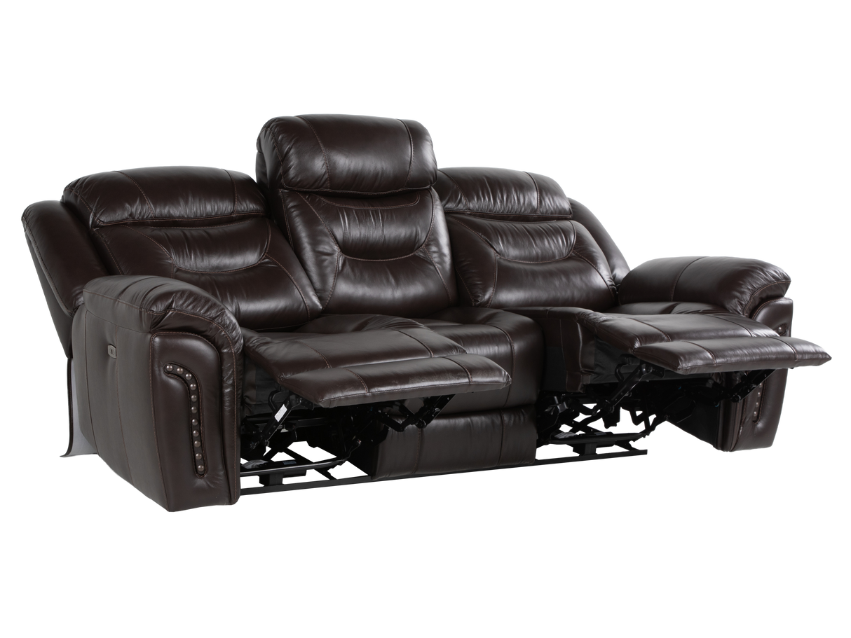 Chocolate Brown Top Grain Leather Power Reclining Sofa, Loveseat & Recliner – 3-Piece Living Room Set with USB