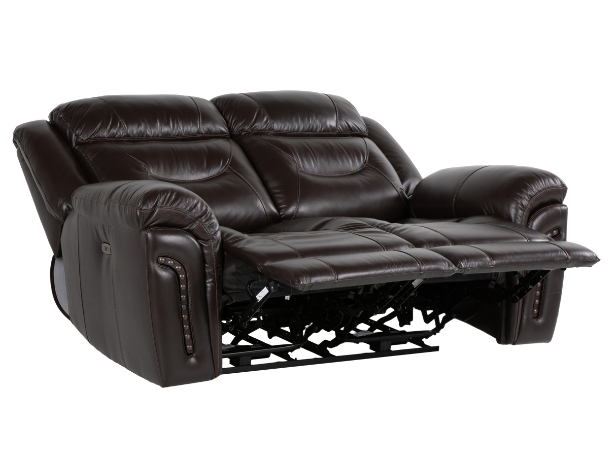 Chocolate Brown Top Grain Leather Power Reclining Sofa, Loveseat & Recliner – 3-Piece Living Room Set with USB