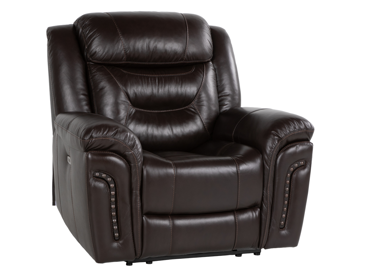 Chocolate Brown Top Grain Leather Power Reclining Sofa, Loveseat & Recliner – 3-Piece Living Room Set with USB