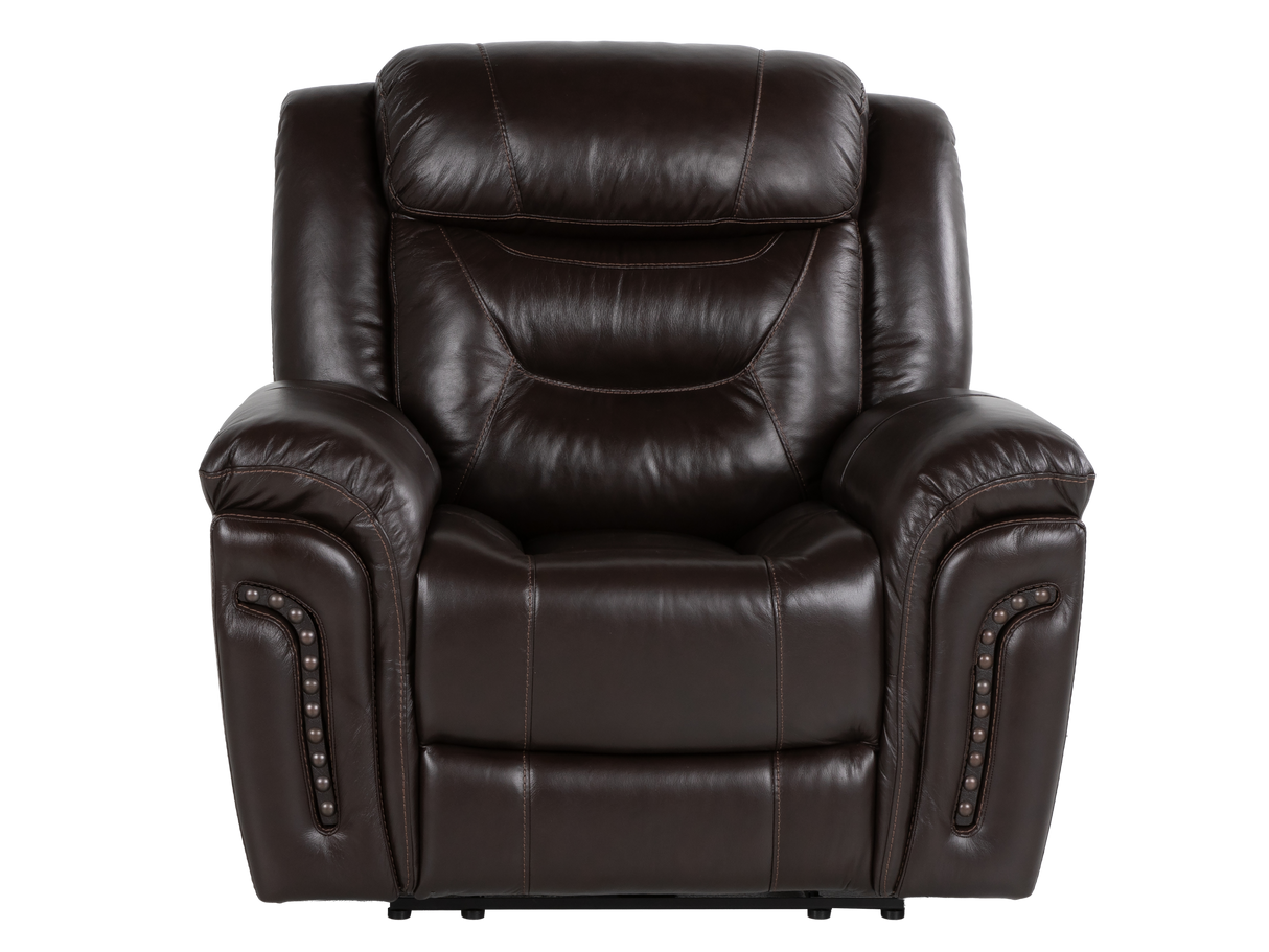 Chocolate Brown Top Grain Leather Power Reclining Sofa, Loveseat & Recliner – 3-Piece Living Room Set with USB