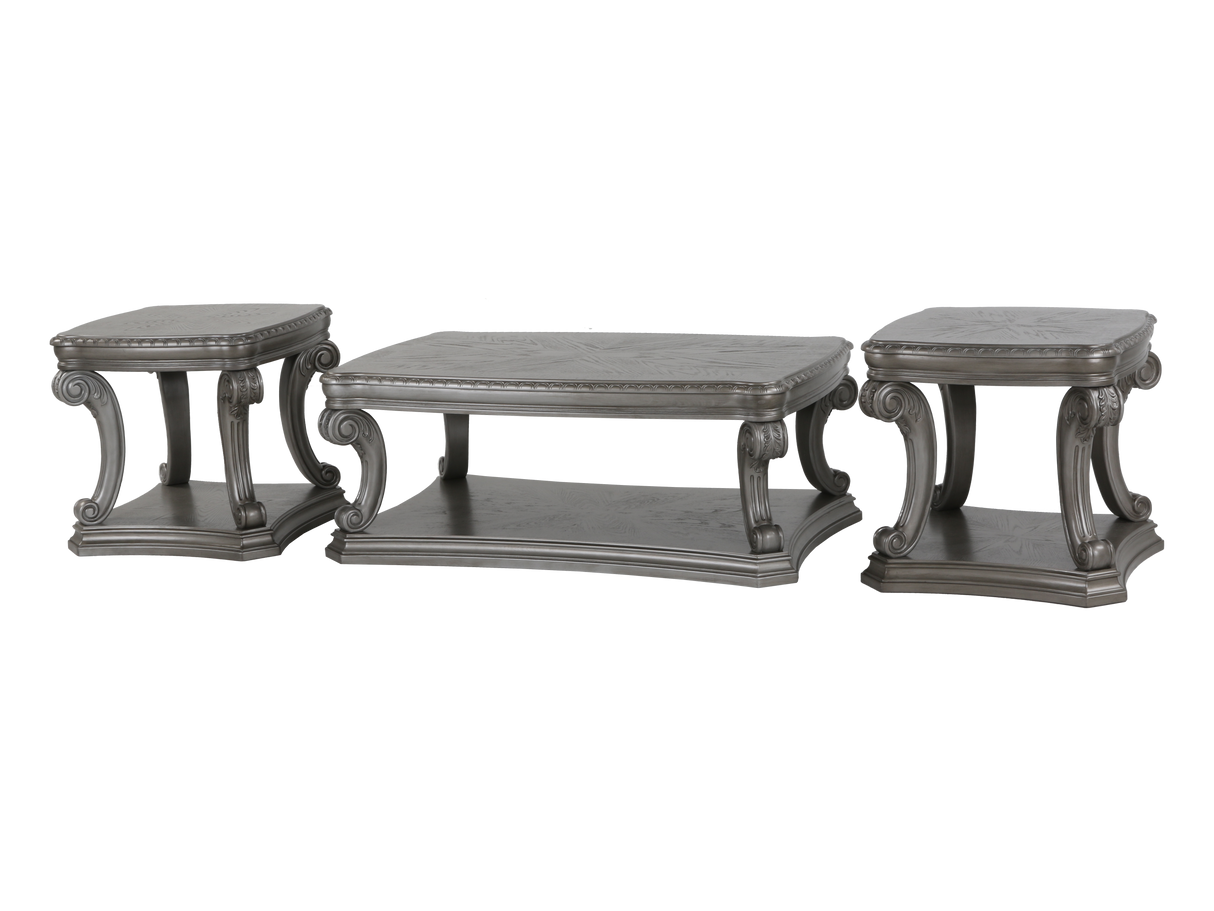 Grand-Platinum 3 Piece Coffee Table Set by Mollai Collections | Bel Furniture
