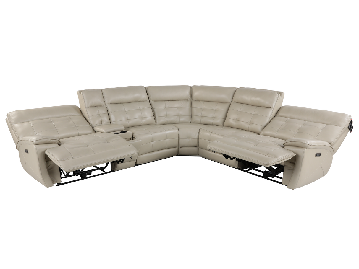 3 Piece Power Reclining Sectional with Top Grain Leather Seating by Sara Collections | Bel Furniture