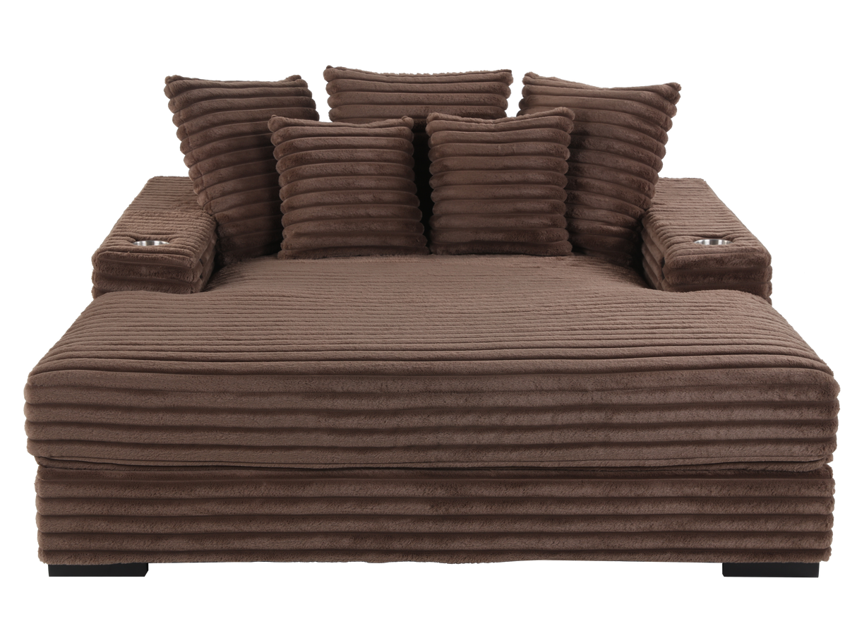 Chaise Lounge with Dual Cup Holders and USB Charging Ports by Sara Collections | Bel Furniture