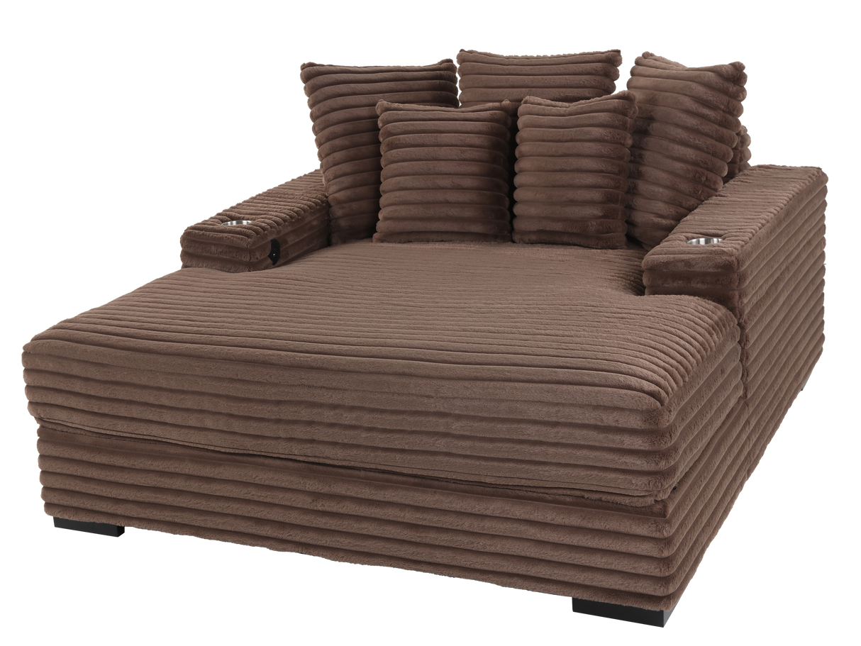 Chaise Lounge with Dual Cup Holders and USB Charging Ports by Sara Collections | Bel Furniture