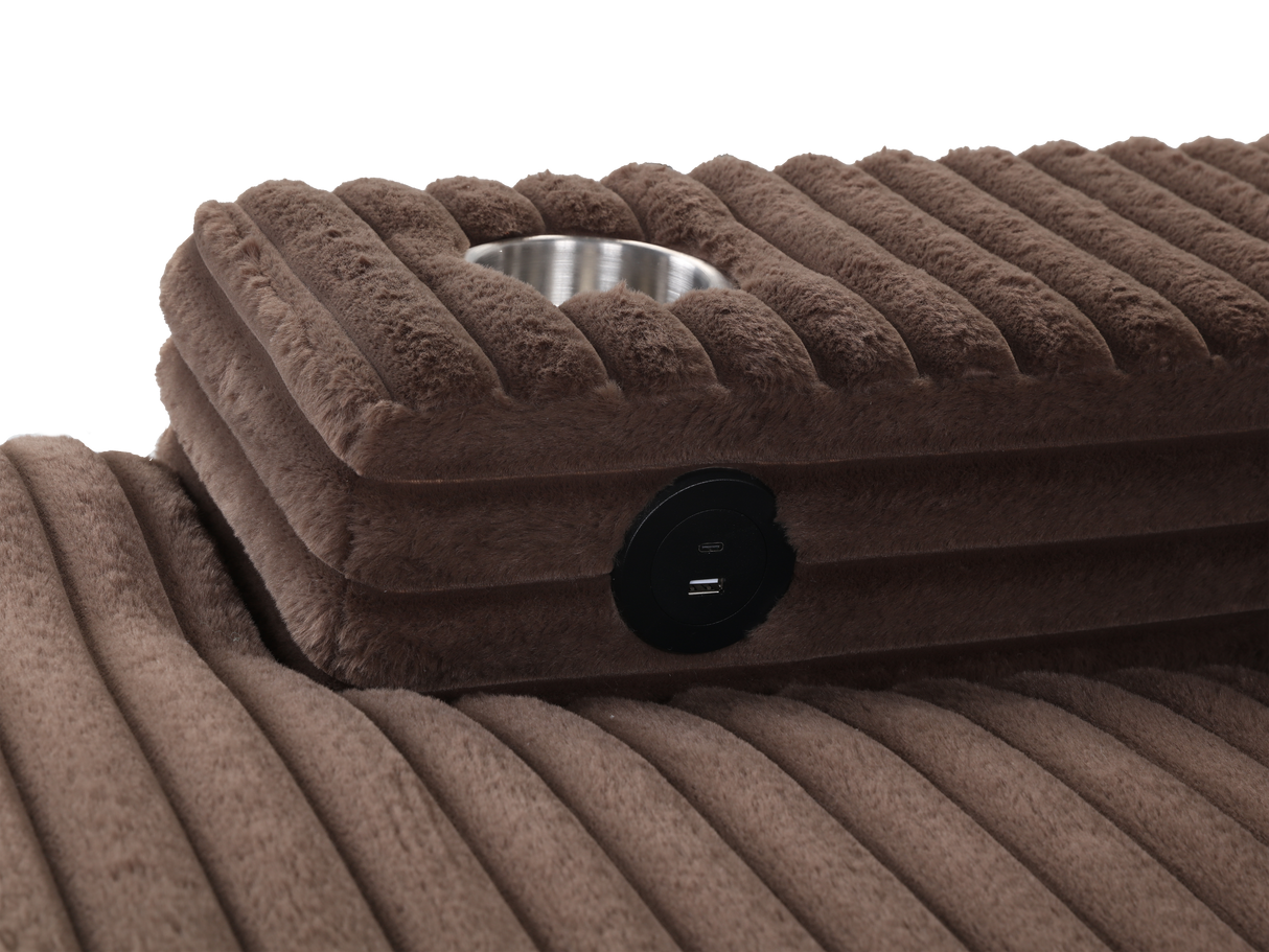 Chaise Lounge with Dual Cup Holders and USB Charging Ports by Sara Collections | Bel Furniture