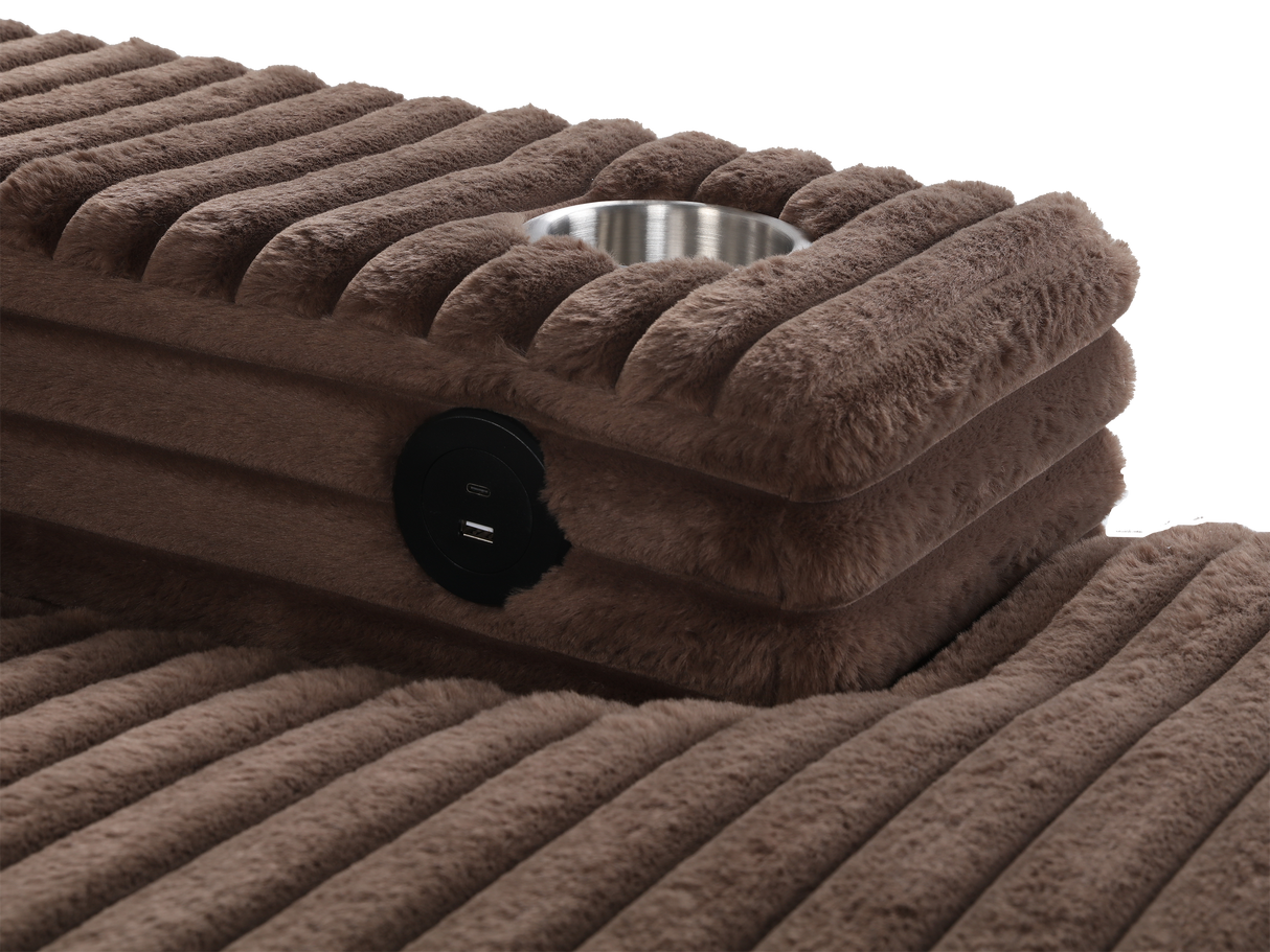 Chaise Lounge with Dual Cup Holders and USB Charging Ports by Sara Collections | Bel Furniture