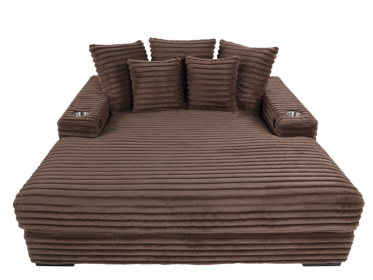 Chaise Lounge with Dual Cup Holders and USB Charging Ports by Sara Collections | Bel Furniture