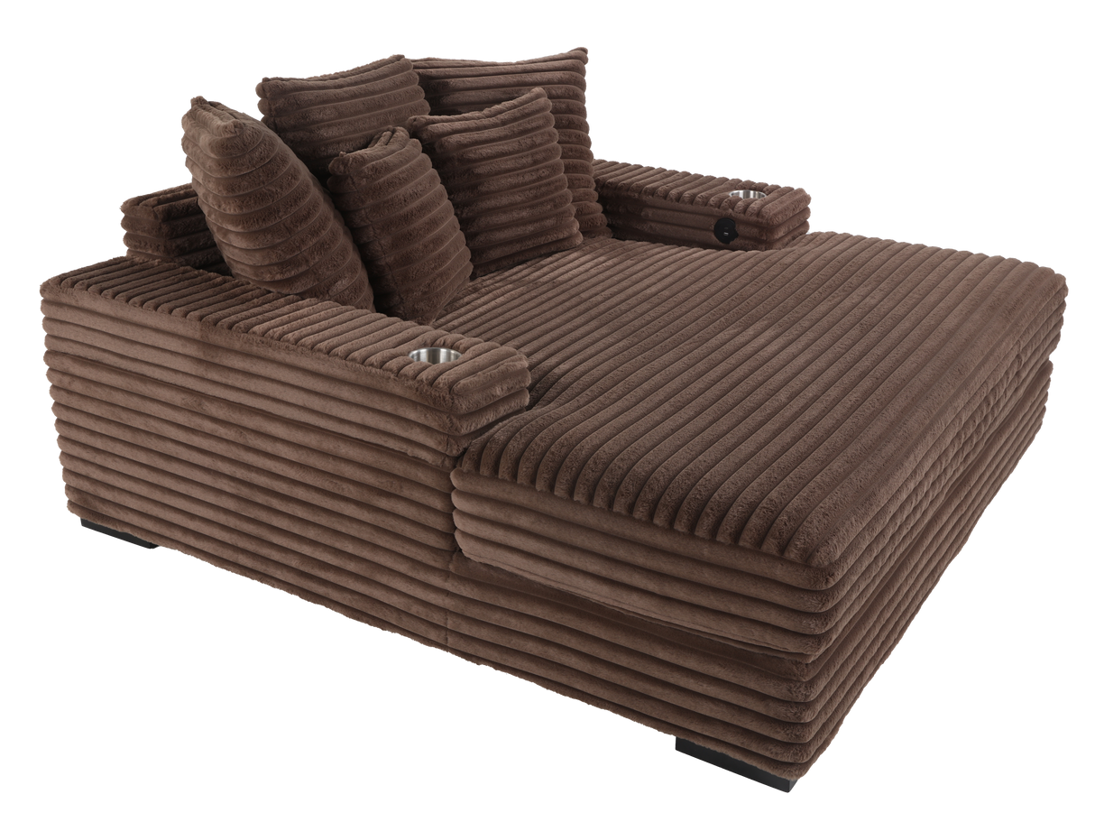 Chaise Lounge with Dual Cup Holders and USB Charging Ports by Sara Collections | Bel Furniture