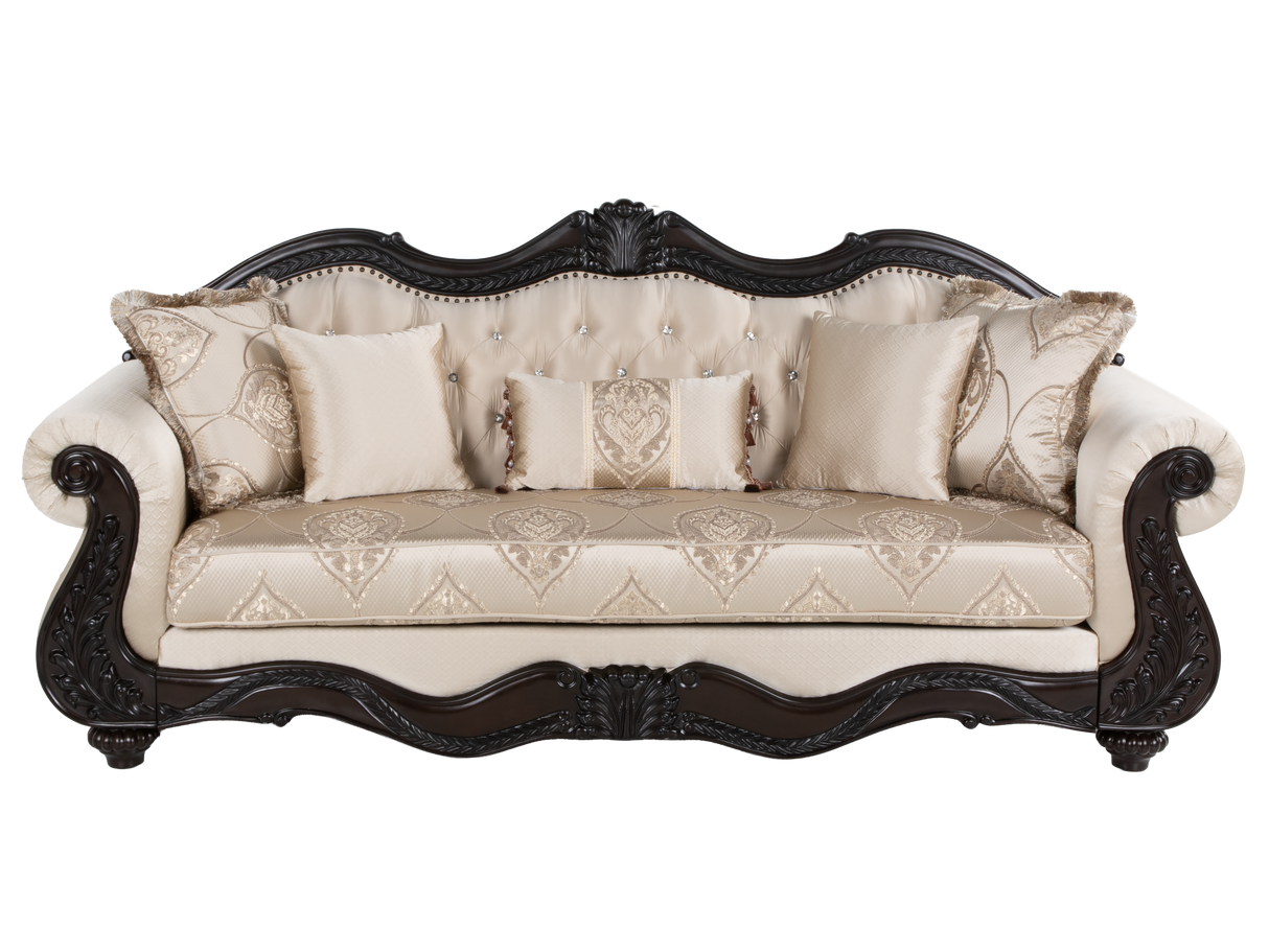 Beige Traditional 3-Piece Living Room Set with Sofa, Loveseat & Chair