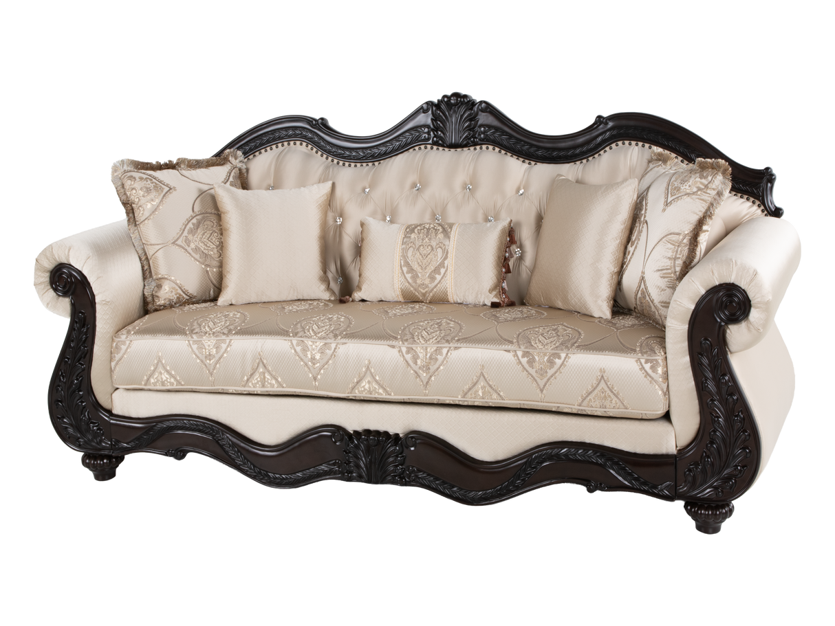 Beige Traditional 3-Piece Living Room Set with Sofa, Loveseat & Chair