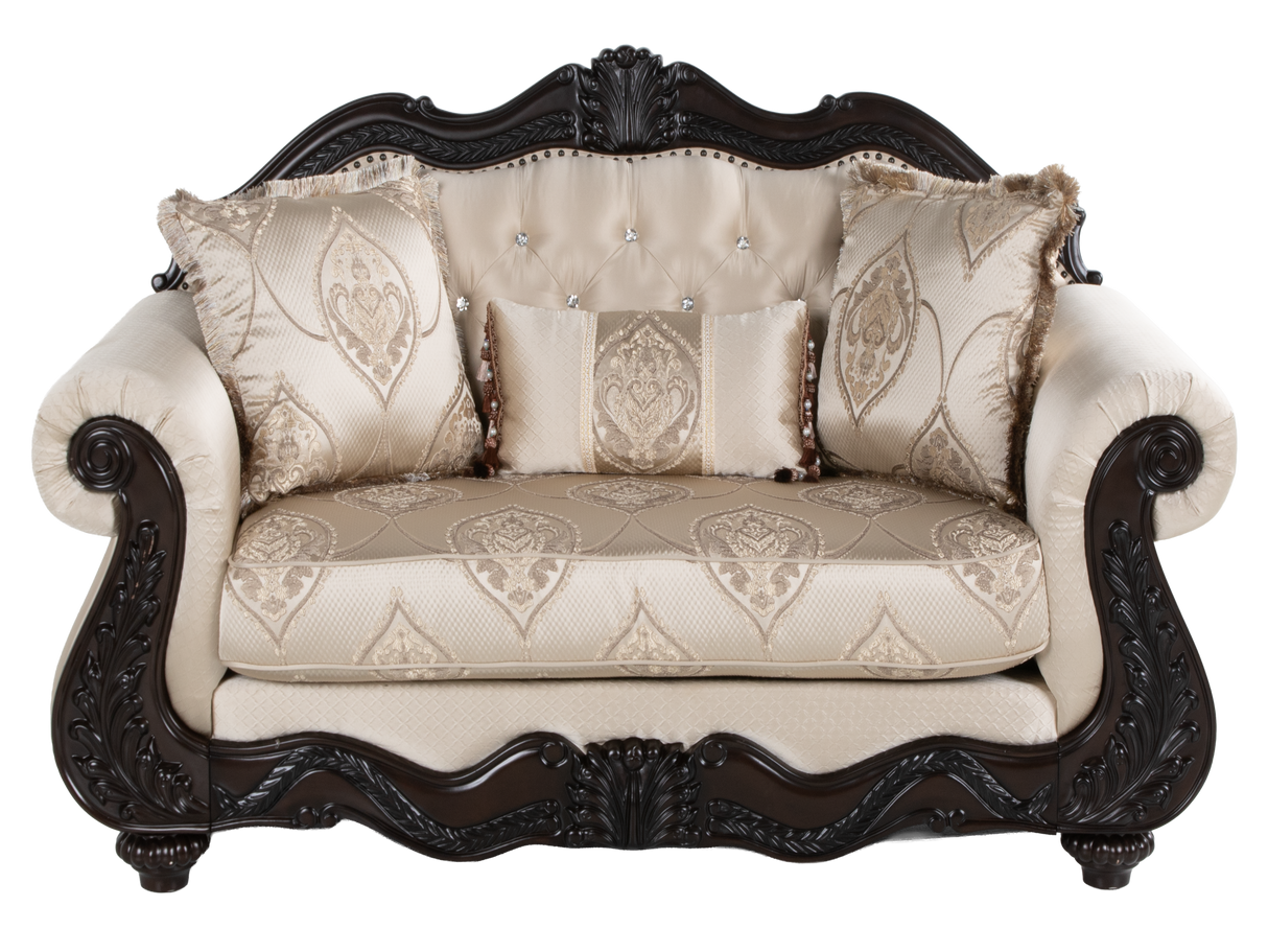 Beige Traditional 3-Piece Living Room Set with Sofa, Loveseat & Chair