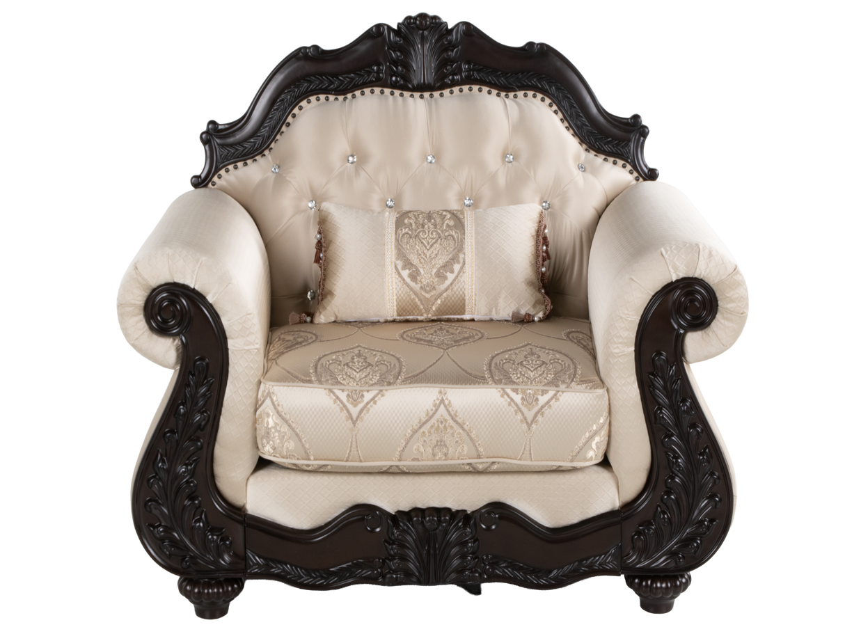 Beige Traditional 3-Piece Living Room Set with Sofa, Loveseat & Chair