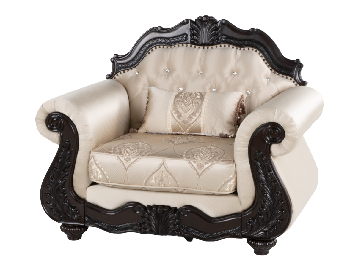 Beige Traditional 3-Piece Living Room Set with Sofa, Loveseat & Chair