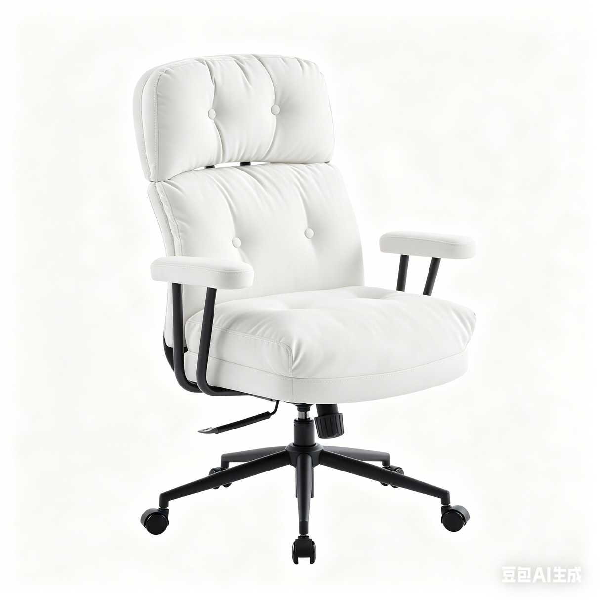 Tufted Home Office Chair with Wheels, Armrests & Adjustable Height