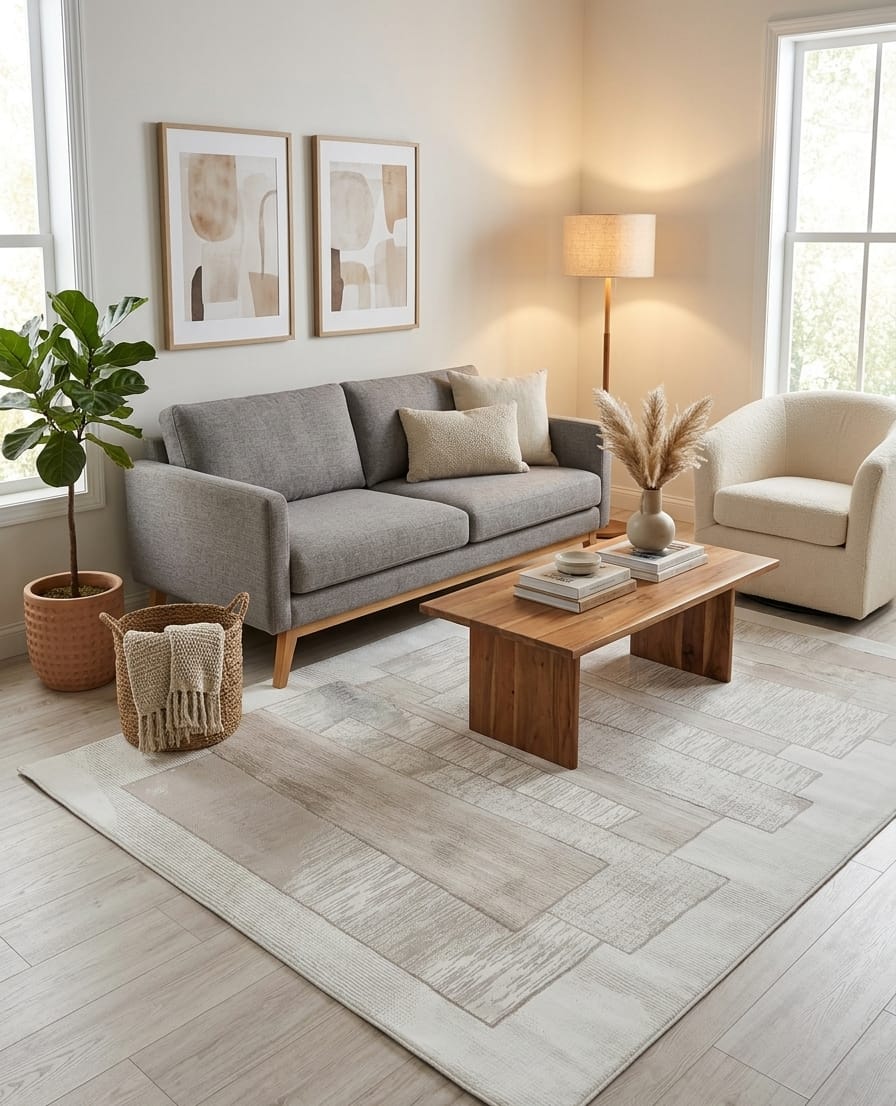 .Kali Cream Power-Loomed Area Rug - 6' 6" x 9' 0"