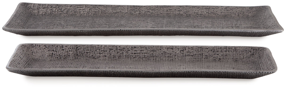 Garekton - Pewter Finish - Tray Set (Set of 2) by Signature Design by Ashley® | Bel Furniture