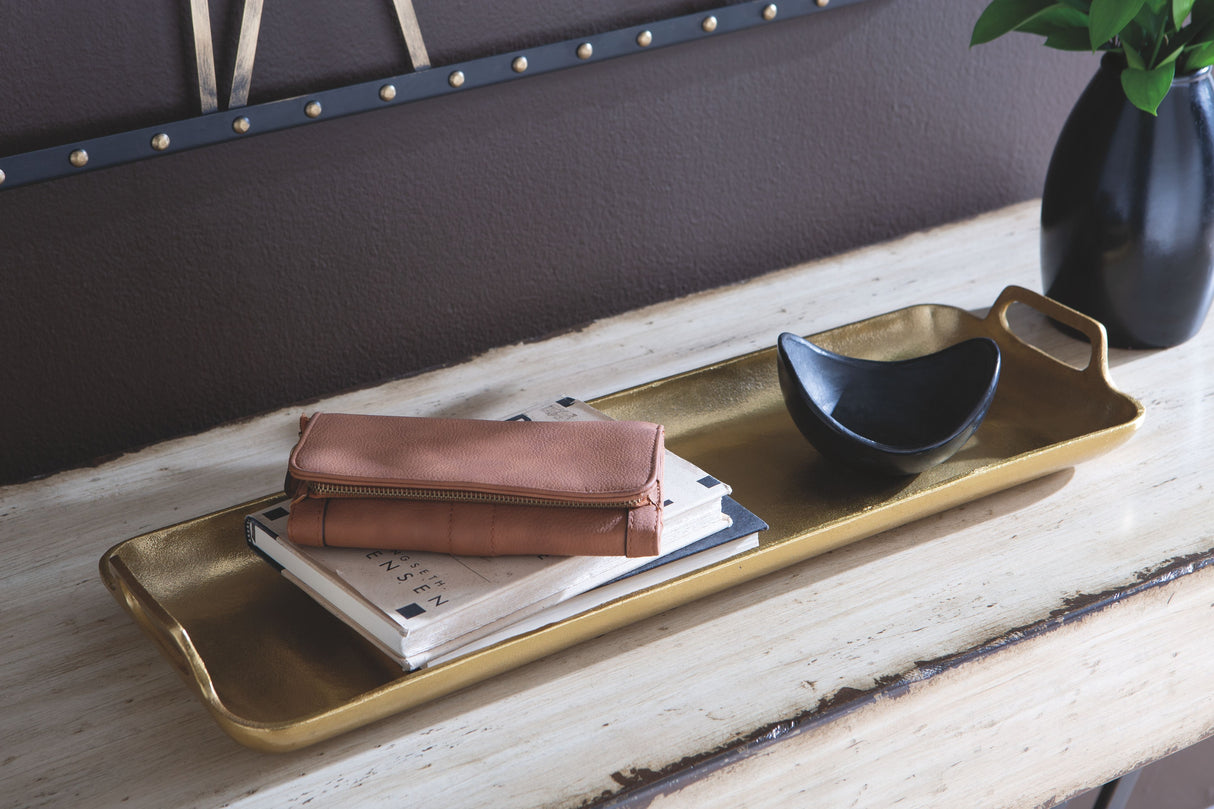 Posy - Gold Finish - Tray by Signature Design by Ashley® | Bel Furniture