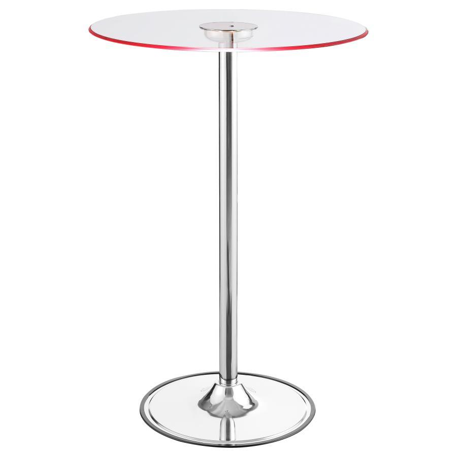 Thea - Round Glass Top LED Bistro Bar Table - Chrome by CoasterEssence | Bel Furniture
