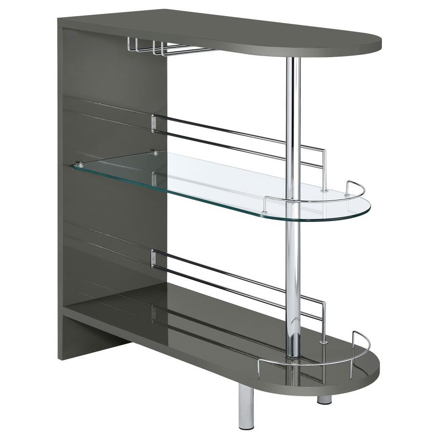 Adolfo - Rectangular 2-Tier Home Bar Table Dark Gray by CoasterEssence | Bel Furniture