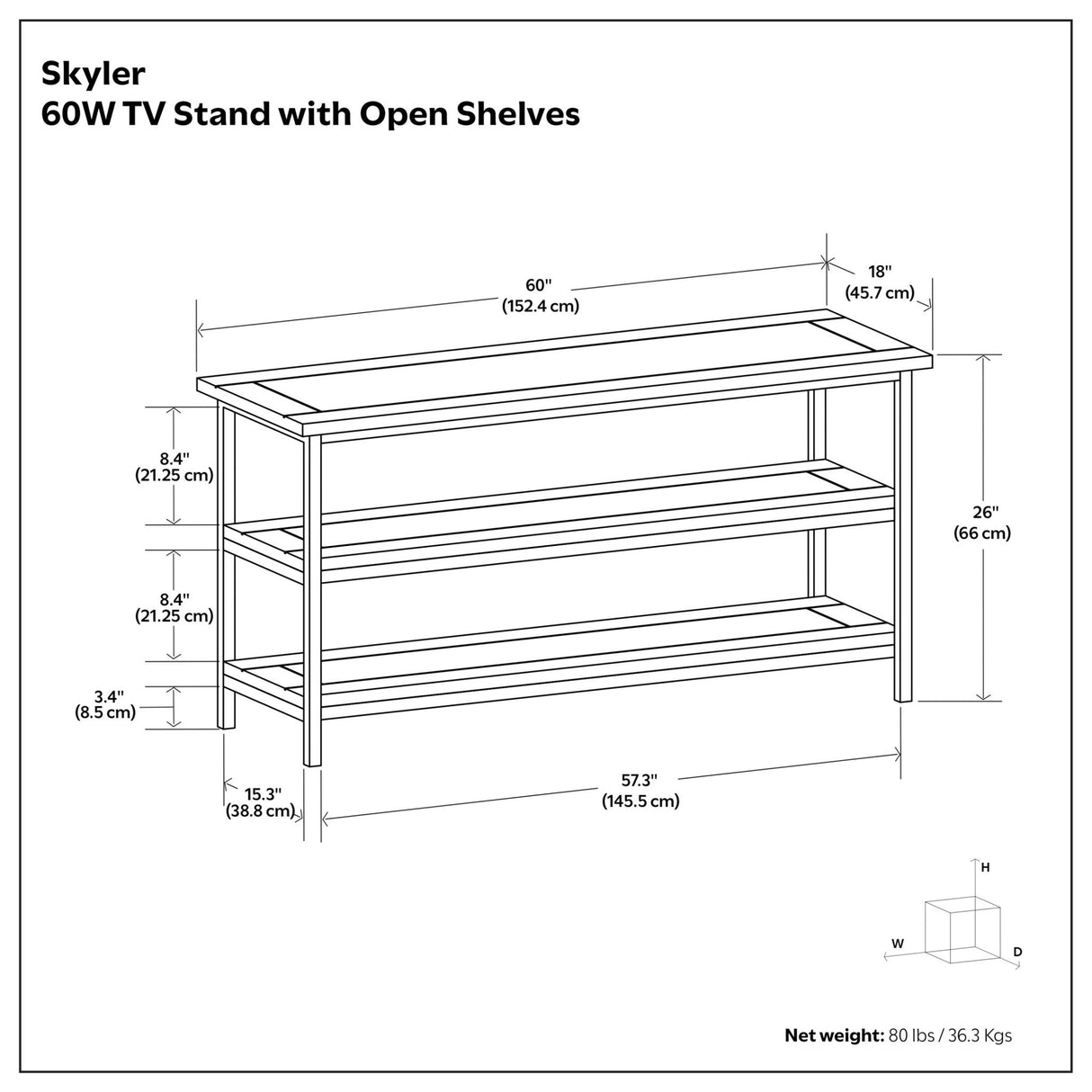 Skyler - TV Media Stand - Dark Cognac Brown