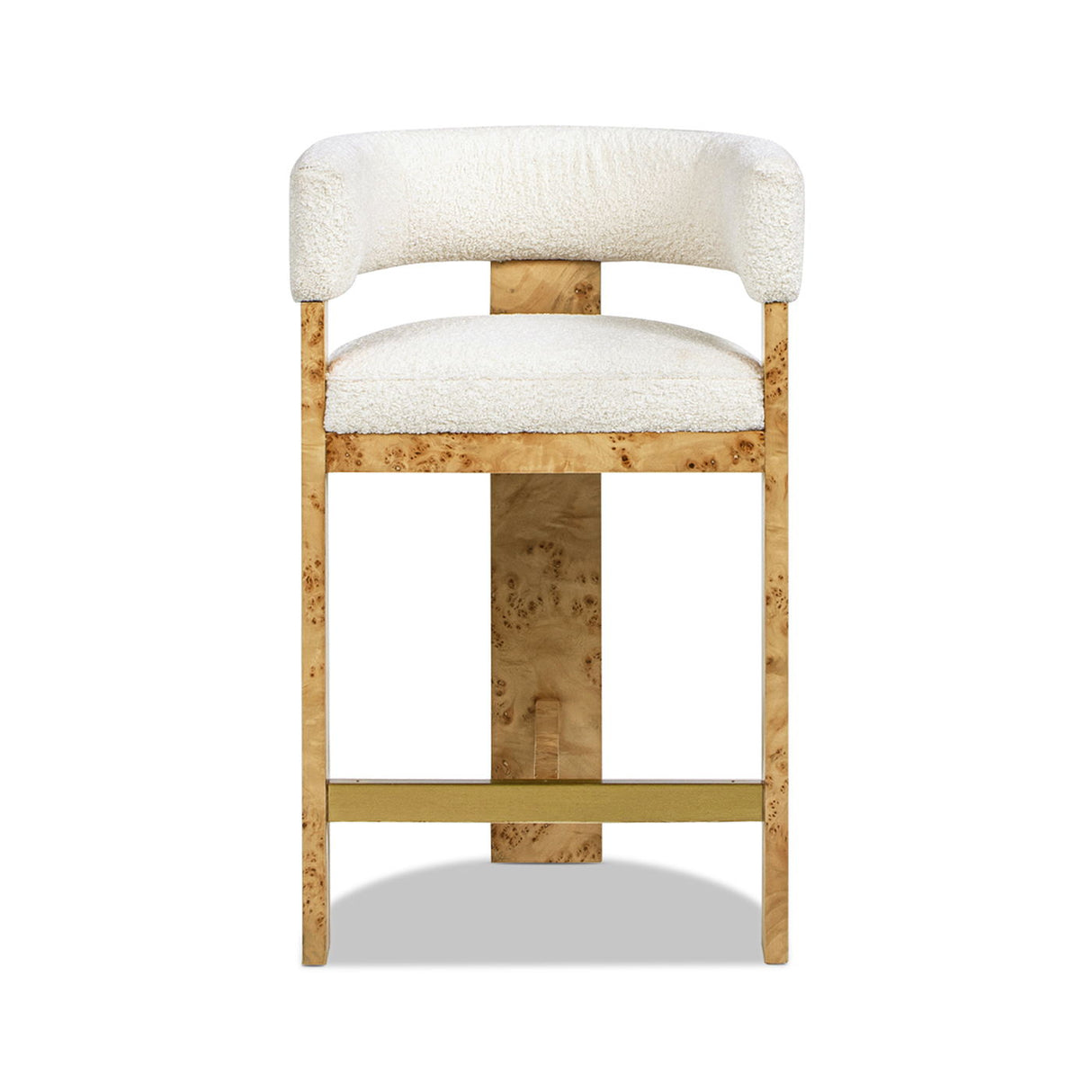 Vavona - Burl Upholstered Barrel Back Counter Height Bar Stool - Polar Off White by Jennifer Taylor Home | Bel Furniture