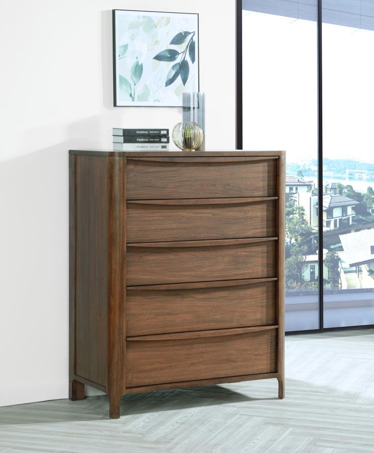 Maderia - 5-Drawer Chest Of Drawers - Walnut by Coaster Fine Furniture | Bel Furniture