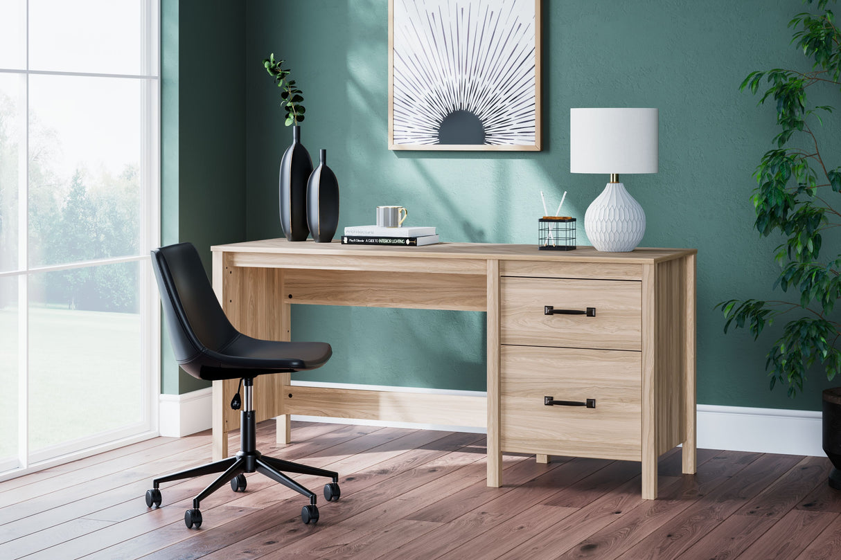 Battelle - Tan - Home Office Desk by Signature Design by Ashley® | Bel Furniture